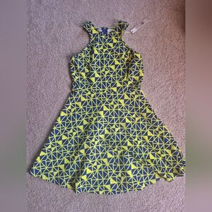 Ya Los Angeles Blue and Yellow Geometric Dress